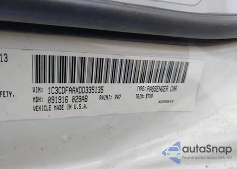 2013 Dodge Dart Se from USA, damaged, VIN 1C3CDFAAXDD335135